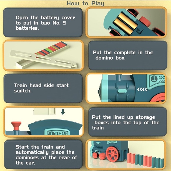 Domino Train Toy 180PCS Automatic Stacking Creative Kids Game STEM Gift Boy Girl - Picture 5 of 13